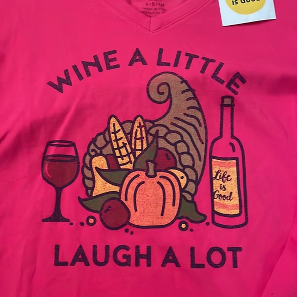 NWT Life is Good Crusher Tee small Wine a Little Laugh A Lot - Picture 2 of 6